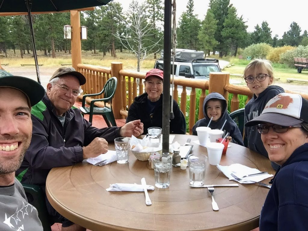 family eating at red canyon lodge
